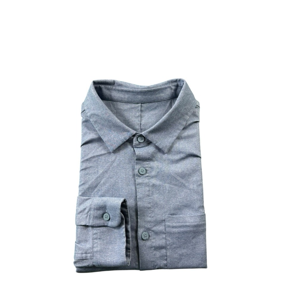 Lululemon Men Indigo Blue Long Sleeve Button Front Shirt XL 5147